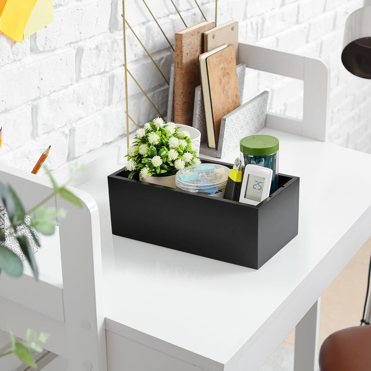 DRASTAR Mail Organizer Countertop, Wooden Mail Holder with 3 Slots, Desktop Mail Organizer, Black Mail Sorter for Home Office Accessories DRASTAR