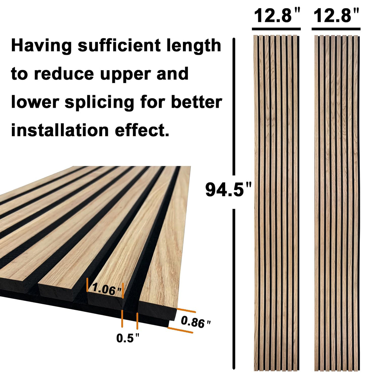 YLL YLL Wood Wall Panels Acoustic Wall Panels for Interior Wall Decoration Two 94.68" x 12.79" Wood Slat Paneling 3D soundproof Wall Panels Natural Oak YLL YLL