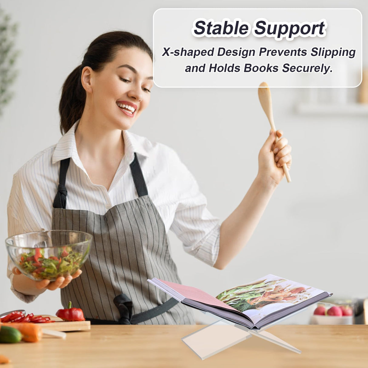 CRIKELE Acrylic Book Stand - Open Coffee Table Book Display, Clear Cookbook, Magazines & Textbooks Holder Crikele