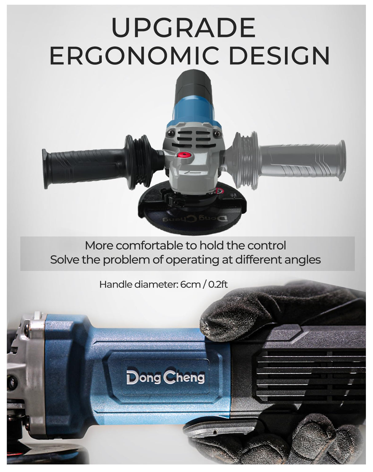 DongCheng 9.2 Amp Power Angle Grinders, 4-1/2 in., 11800RPM, Tool-Free Guard, Electric Metal Grinder Tool, Small Corded Angle Grinder, Paddle Switch, Shockproof Handle for Cutting, Grinding, Polishing Dong Cheng