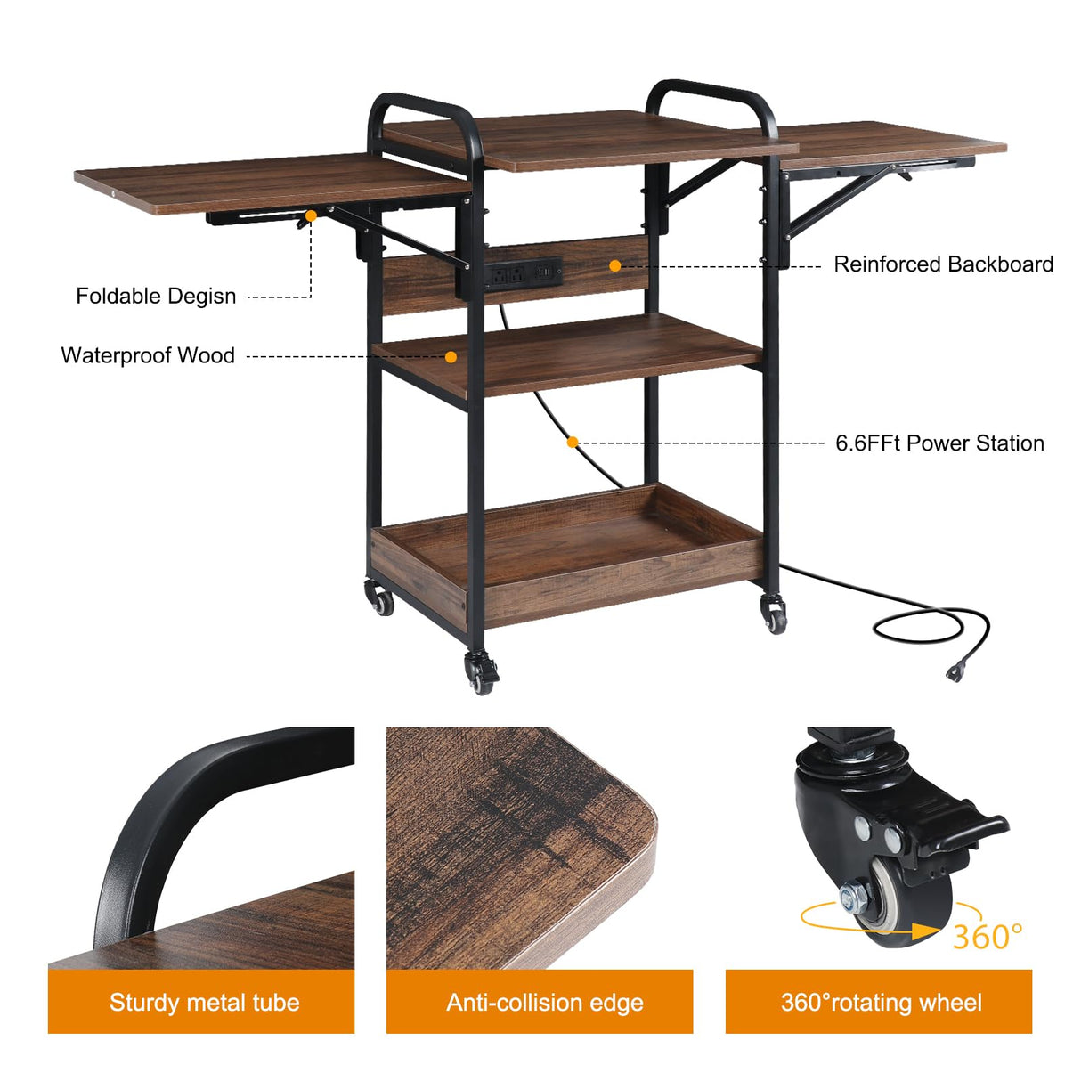Kokorona 3 Tier Heat Press Table, Movable Heat Press Stand for Storage, Heavy Duty Heat Press Stand with Folding Working Table, Rolling Craft Station for Sublimation Print and Transfer Machine Kokorona