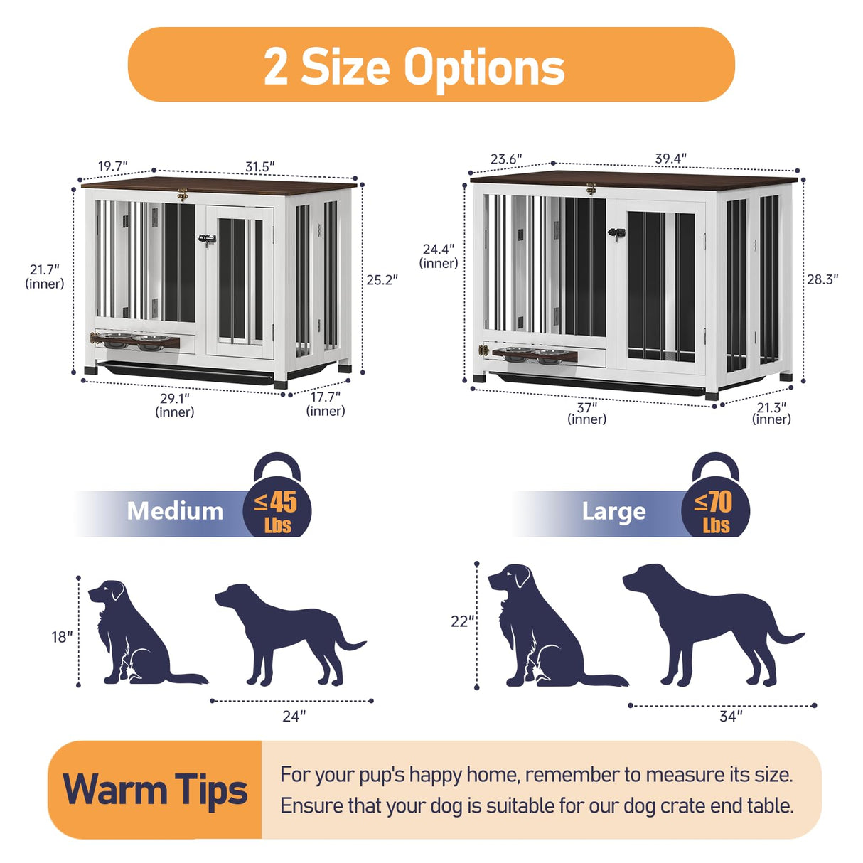 31.5" Dog Crate Furniture - Indoor Wooden Kennel with 360° Rotating Feeder | Multi-Functional End Table for Small & Medium Dogs | Portable Pet Cage with Removable Tray & Easy Assembly LotaTools