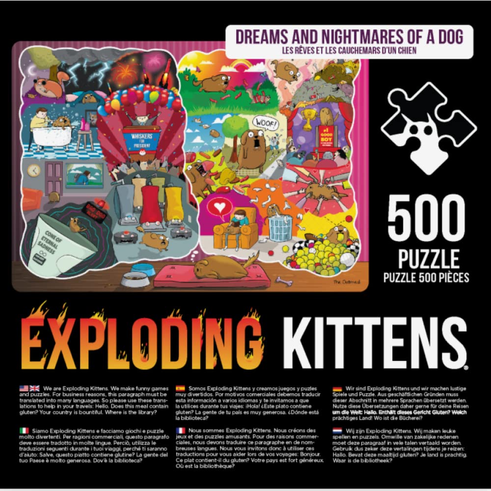 The Dreams & Nightmares of a Dog Jigsaw Puzzle by Exploding Kittens - 500 Pieces Jigsaw Puzzle for Adults, Teens, and Kids - Dog Puzzle, Funny Puzzle, Art Puzzle Exploding Kittens LLC