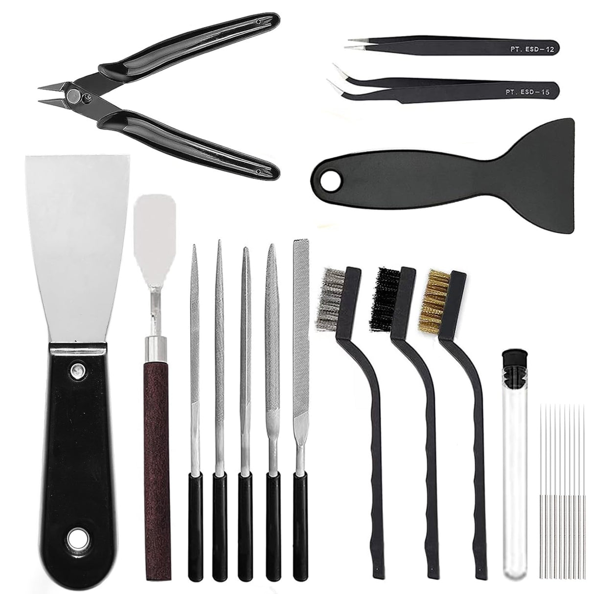 24Pcs 3D Printer Tools Kit, 3D Printer Accessories Removal Tools Includes Nozzle Cleaning Kit, Putty Knife Scraper, Brushes, Tweezers, Diamond Files for 3D Prints Cleaning Finishing Lankki