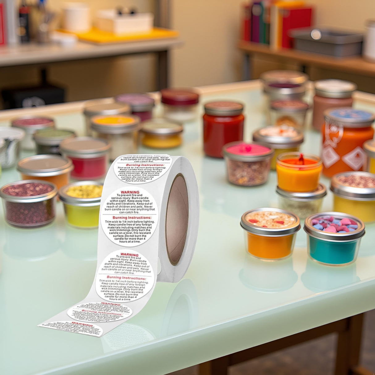 Galyacht 500Pcs White Candle Warning Labels, Candle Jar Container Stickers Candle Safety Stickers for Candle Making DIY Candle Jars and Tins Crafting Arts Galyacht