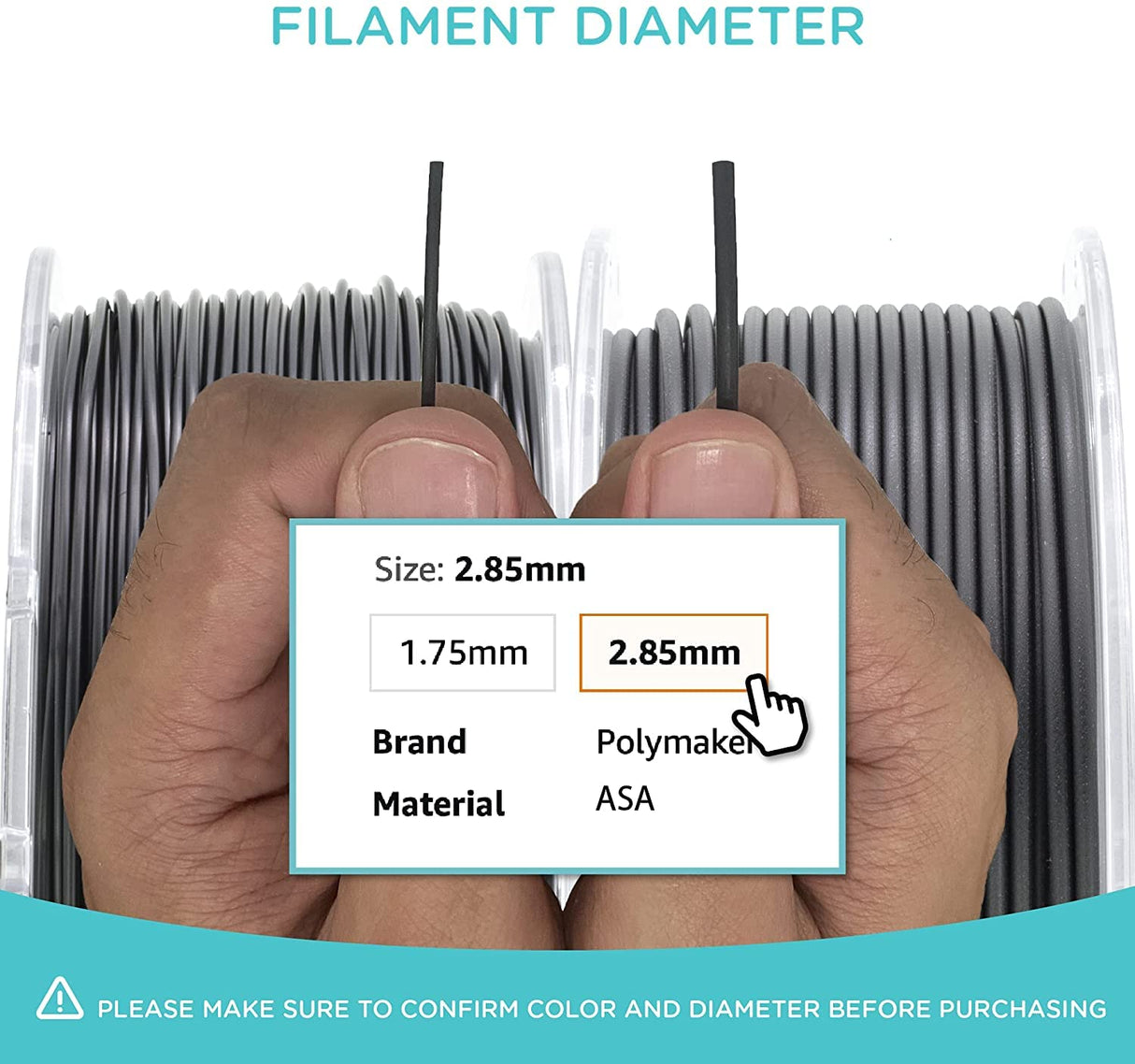 Polymaker ASA Filament 2.85mm Black, 1kg ASA 3D Printing Filament, Heat & Weather Resistant - ASA 3D Printer Filament Perfect for Printing Outdoor Functional Parts POLYMAKER