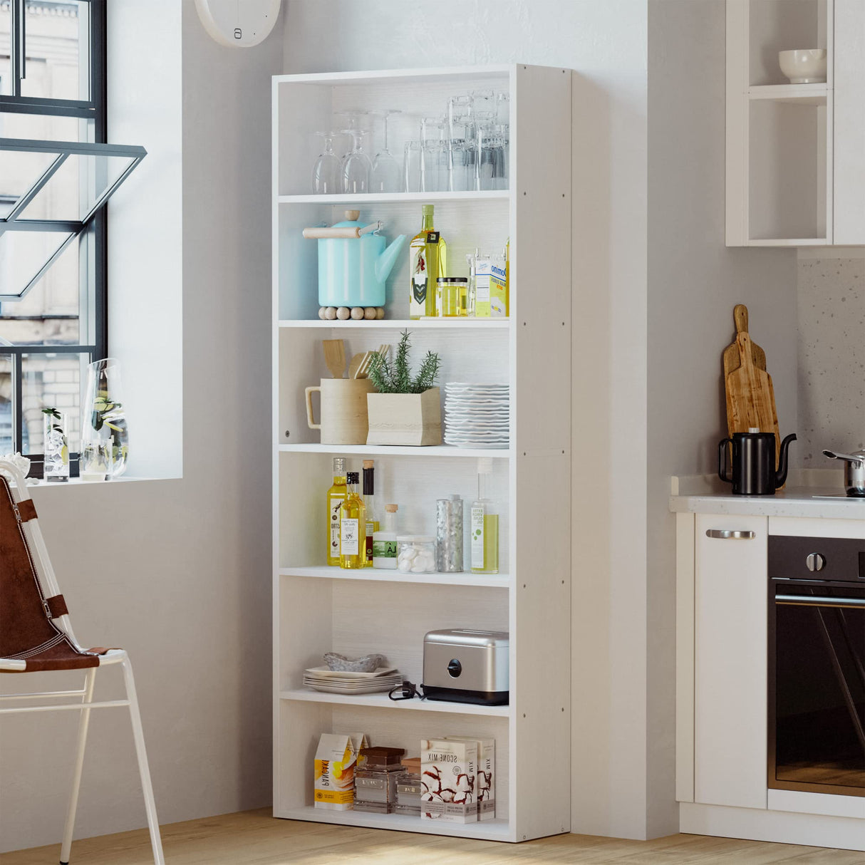 IRONCK Bookshelves and Bookcases Floor Standing 6 Tiers Display Storage Shelves 70 in Tall Bookcase Home Decor Furniture for Home Office, Living Room, Bed Room IRONCK