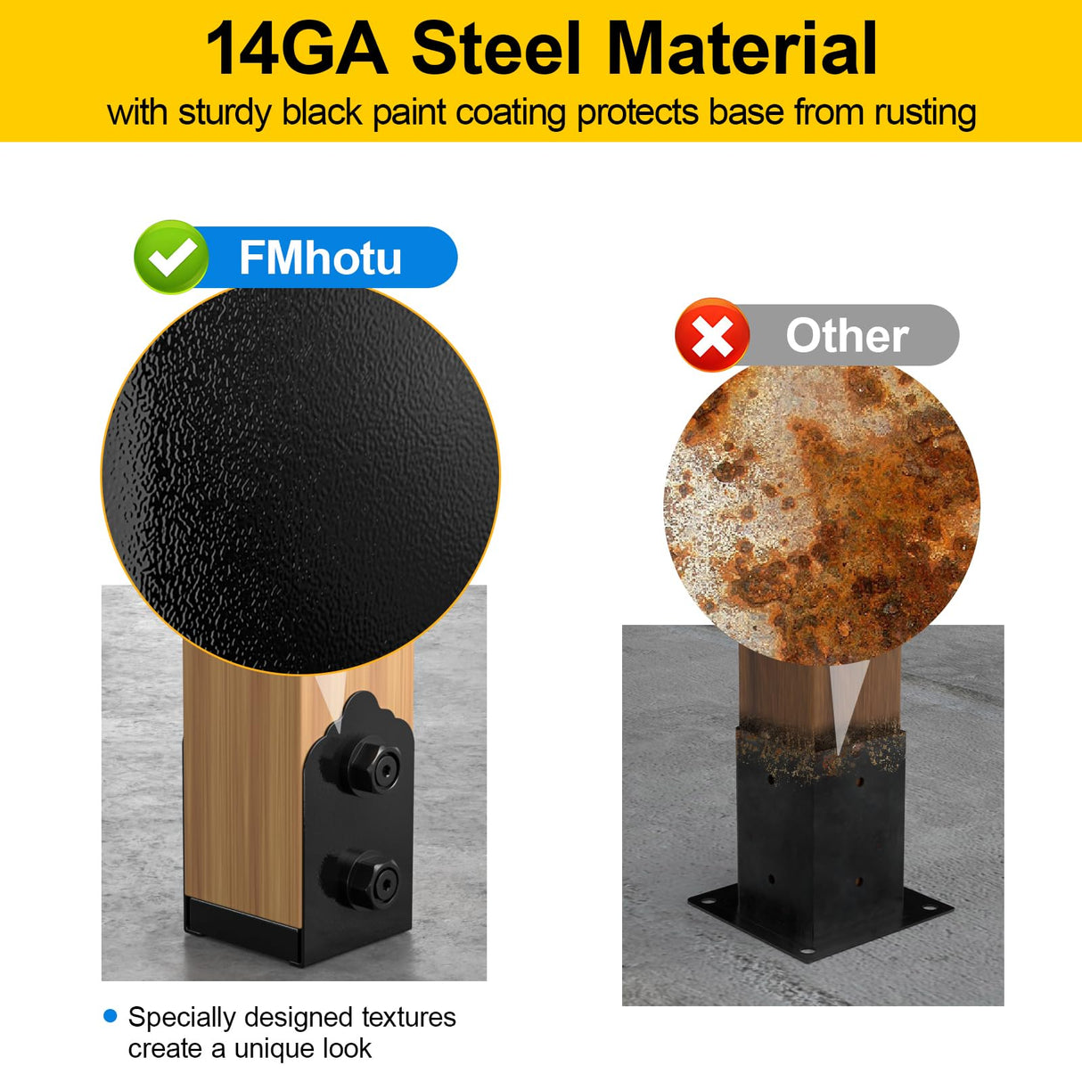 FMhotu 4x4 Post Base, 4Pcs Stainless Steel Post Anchor Bracket (Internal 3.5 x 3.5), Adjustable Post Base for Pavilion Deck Porch Handrail Railing Support Decorative Anchor Plate FMhotu