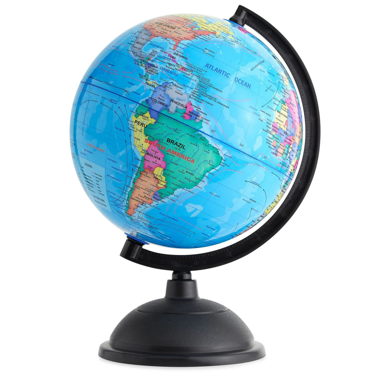 Juvale Rotating World Globe with Stand for Kids Learning, 8-inch Spinning Earth Globe for Classroom Geography Education Juvale