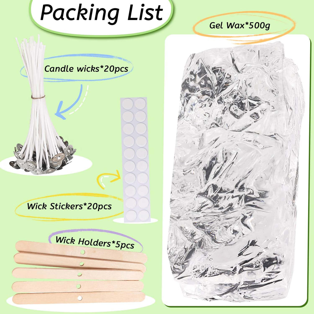 Clear Wax for Candle Making-DIY Aromatherapy Candle Making Gel raw Materials, can add Dried Flowers/Fragrance, smokeless Safe Candle Materials, Birthday Christmas Gift Decoration (Transparently) Blingfun