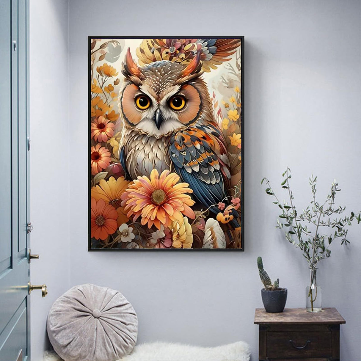 Owl Diamond Art Kits for Adults, DIY Full Drill Animal Diamond Painting Kit for Beginners, 5D Embroidery Craft Kits with Resin Gems, Home Decor Gift - 12x16 Inch Perycomly