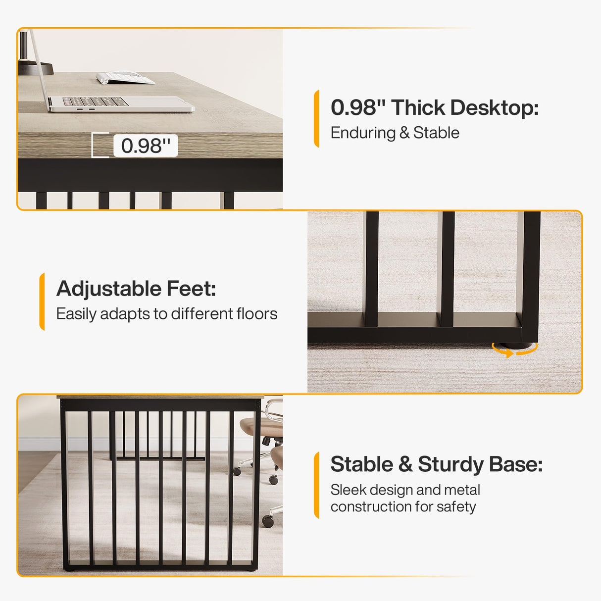 Tribesigns 78" Computer Desk, Extra Long 2-Person Desk with Metal Legs, Double Writing Table with Spacious Space, Industrial Wooden Office Desk, Large Study Desk Workstation for Home Office (Gray) Tribesigns