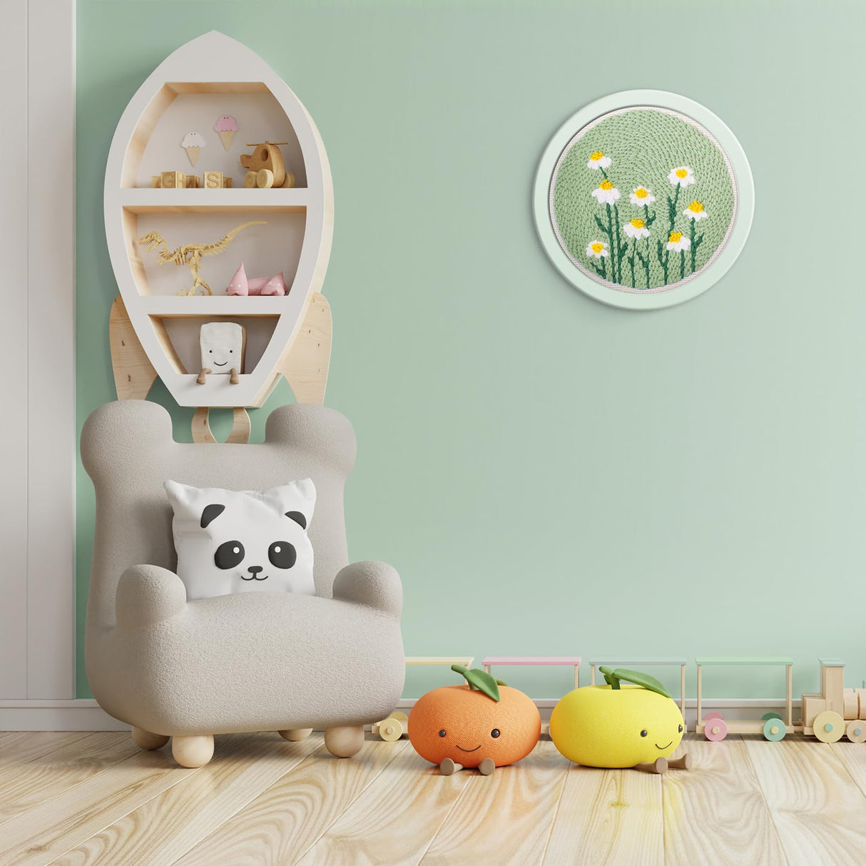 JSRQT Punch Needle Embroidery Starter Kits,Rug Hooking Kit for Kids and Adults Beginners,Handcraft Punch Needle Kits with Embroidery Hoops,Flowers and Plants Pattern JSRQT