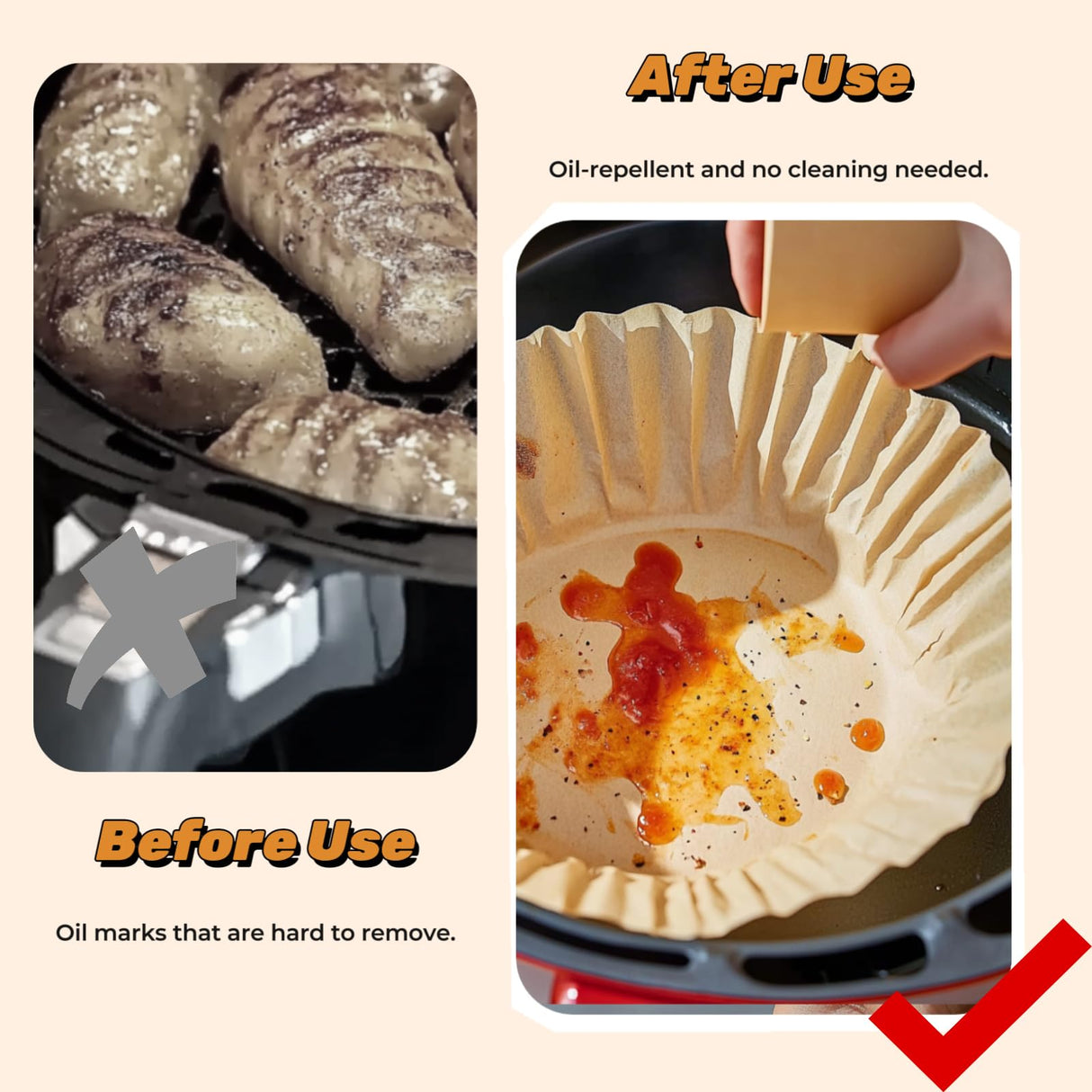 100-Pack Disposable Air Fryer Liners, 7.9 Inch, Non-Stick & Oil-Resistant Snuktw