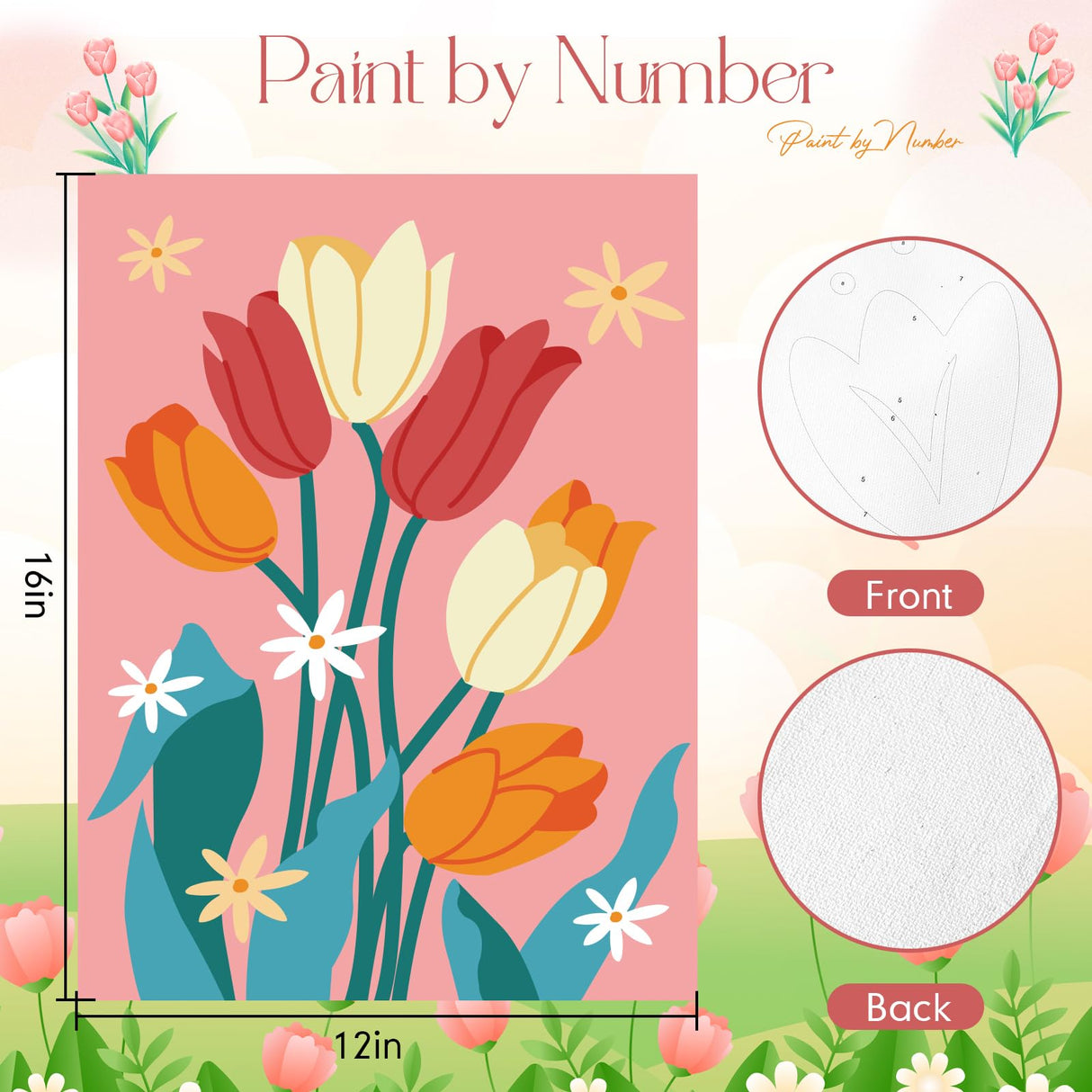 Gueevin 10 Pack Paint by Number DIY for Adults Paint by Numbers Acrylic Painting Kits Canvas, Without Frame, Simple Oil Painting for Spring Summer Gift Wall Decor 12 x 16 inch(Bloom Style) Gueevin