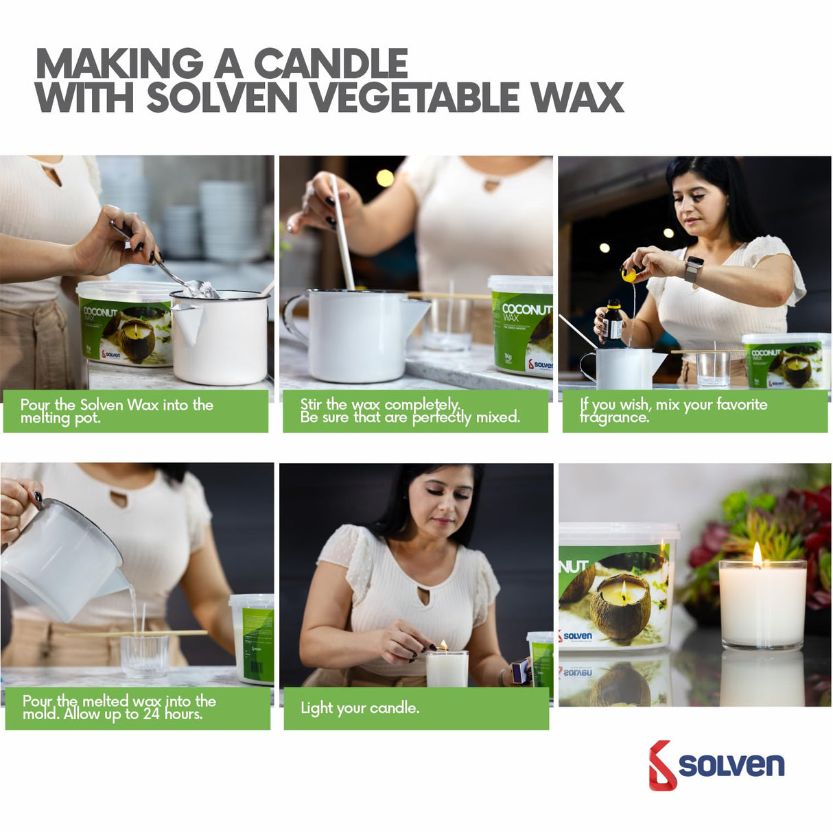 Vegetable Wax for Candle Making - 2.2 Pounds, White Solven