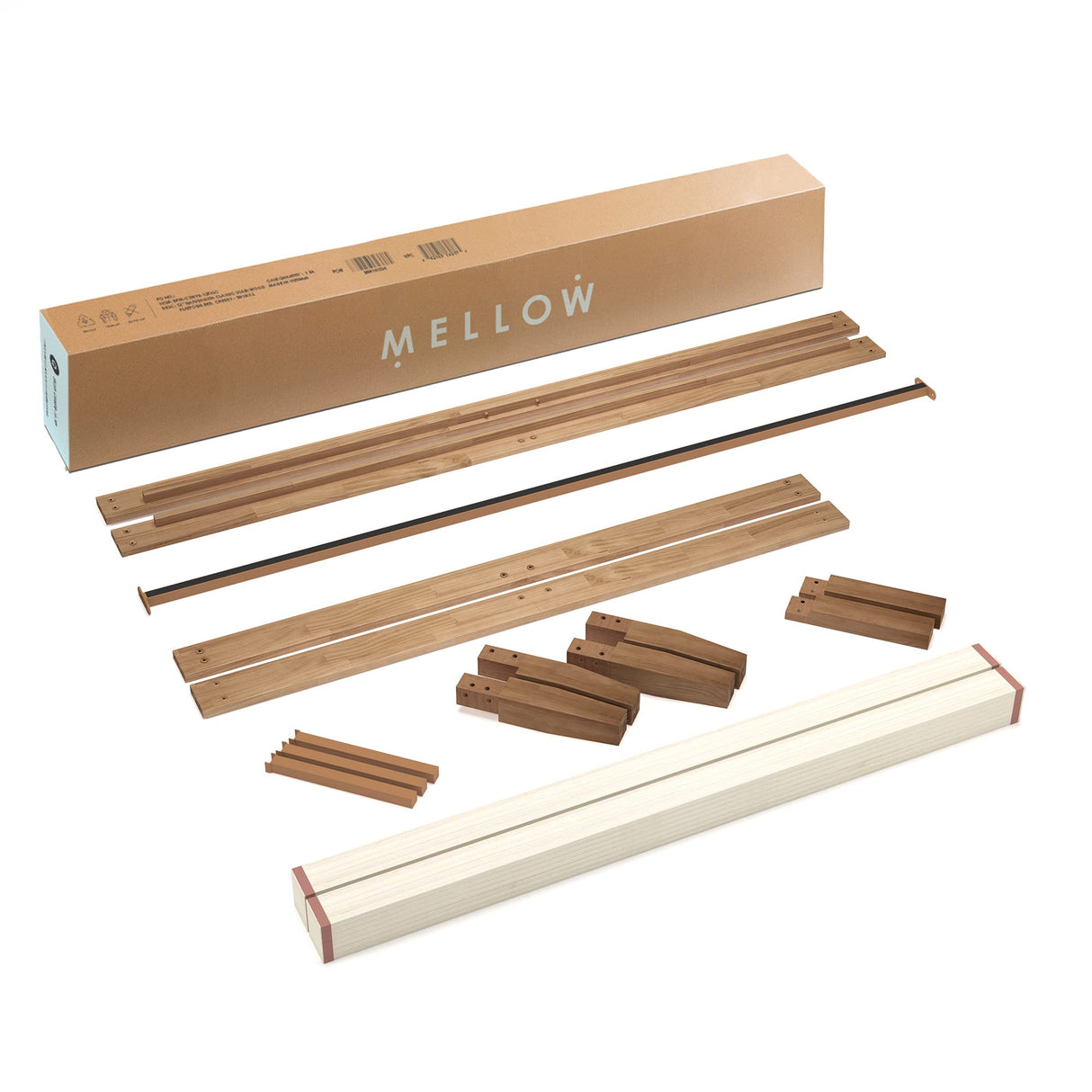 Mellow Naturalista Classic 16 Inch Solid Wood Platform Bed with Wooden Slats, Natural Pine, Queen Mellow