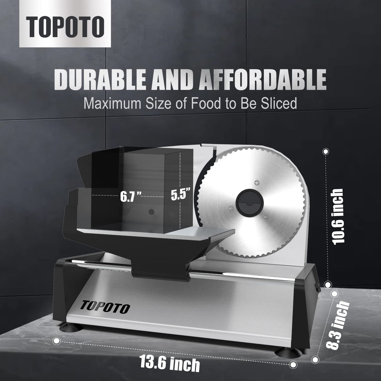 Meat Slicer TOPOTO Meat Slicer Machine Home Use 2 7.5" Blades 0-15mm Adjustable Thickness Electric Household Slicing Machine Deli Food Slicers for Meat, Cheese, Bread, Veg TOPOTO