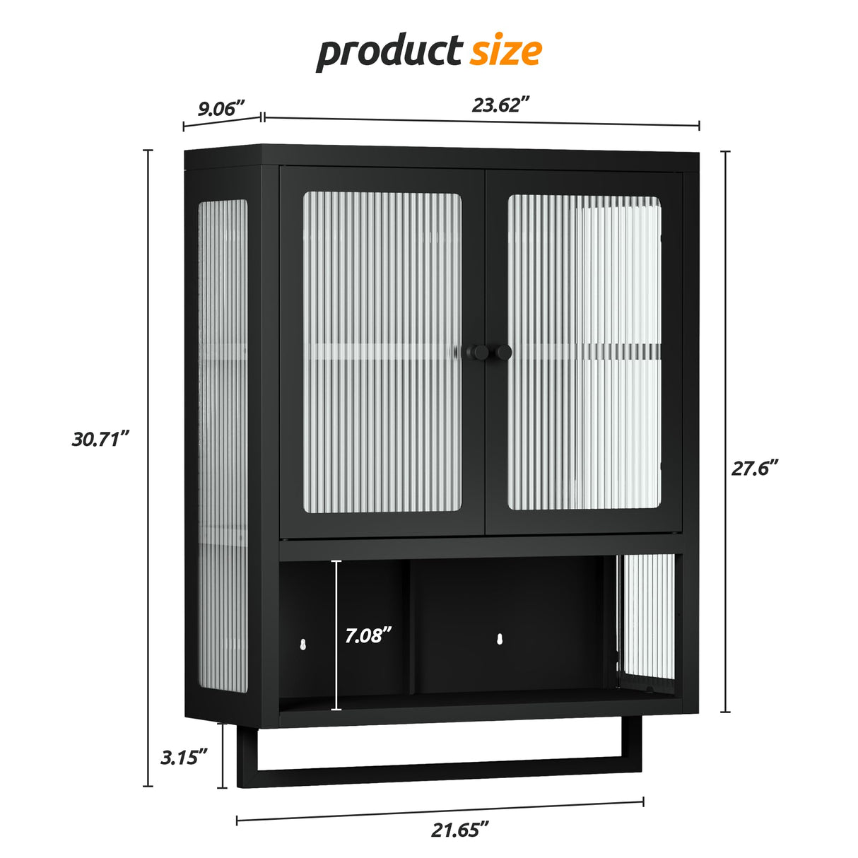 Qiaoxuan Bathroom Wall Cabinet, Over The Toilet Space Saver Storage Cabinet, Medicine Cabinet with 2 Glass Door and Towel Bar, Metal Wall Mounted Cabinet for Bathroom Laundry Room Kitchen Qiaoxuan