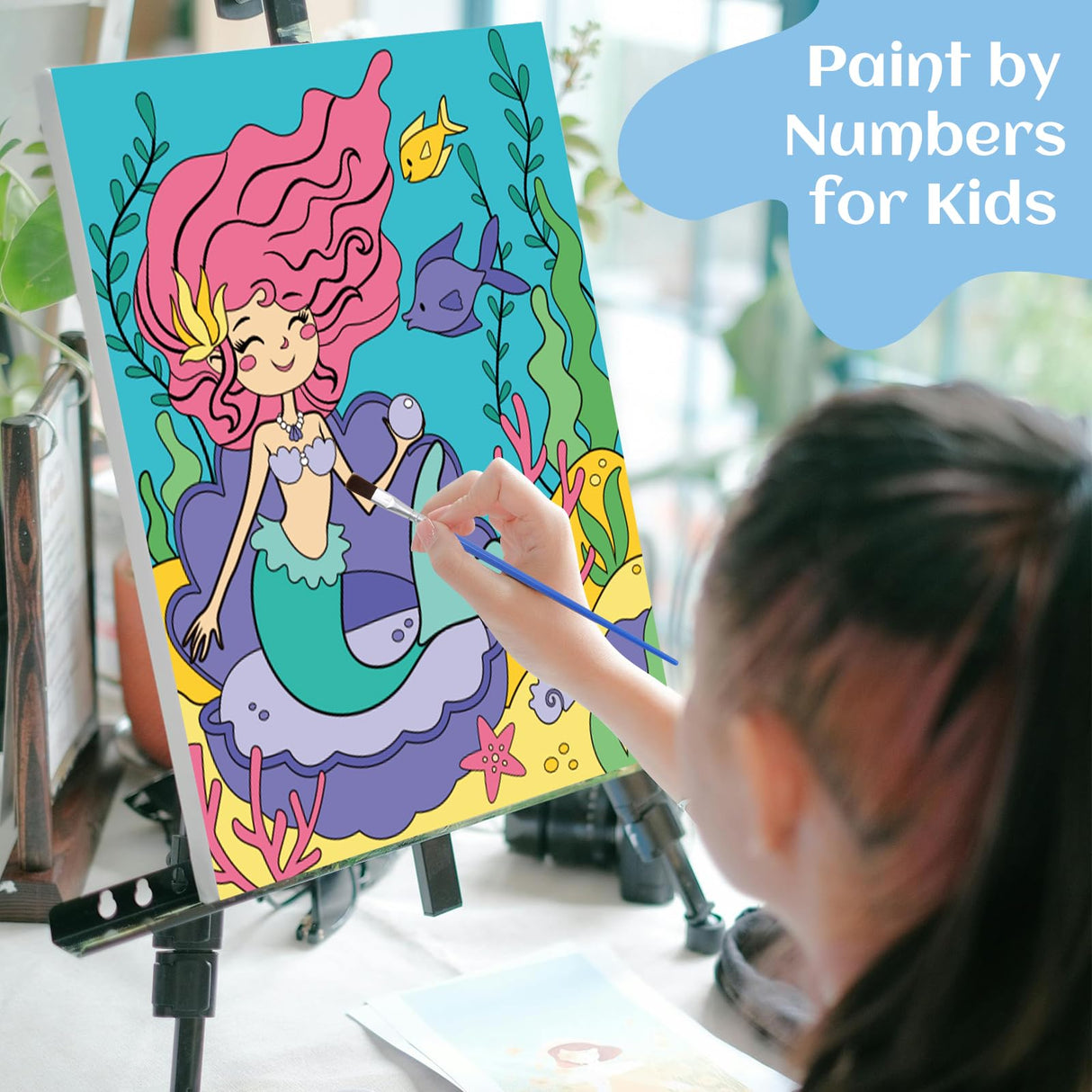 goldentime 3 Pack Kids Paint by Numbers Ages 4-8-12 Includes 8x10 inch Framed Canvas with 19 Acrylic Paints, 5 Brushes Fun and Easy Predrawn Canvas for Painting Kids goldentime