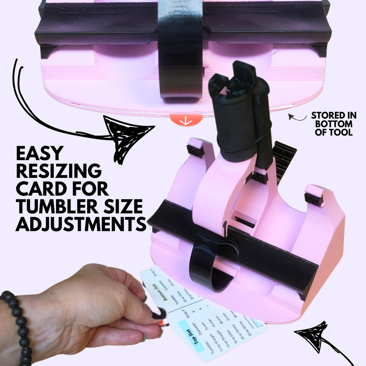 Pinch Perfect Trident Tumbler Clamp - Standard Size Adjustable Tumbler Sublimation Tool for Tumbler Sizes from 12oz - 40oz Skinny & Thick Tumblers (Pink) Pinch Perfect