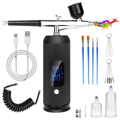Oixsdi Airbrush Kit with Compressor 38PSI Portable Airbrush Gun Rechargeable Handheld Cordless Non-Clogging Air Brush for Nails, Painting, Modeling, Pastry, Makeup and Nail Art