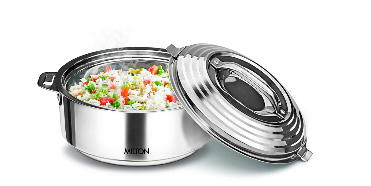 Milton Thermosteel Galaxia Insulated Hotpot Casseroles, Set of 3, Stainless Steel (1000ml, 1500ml, 2500ml) MILTON
