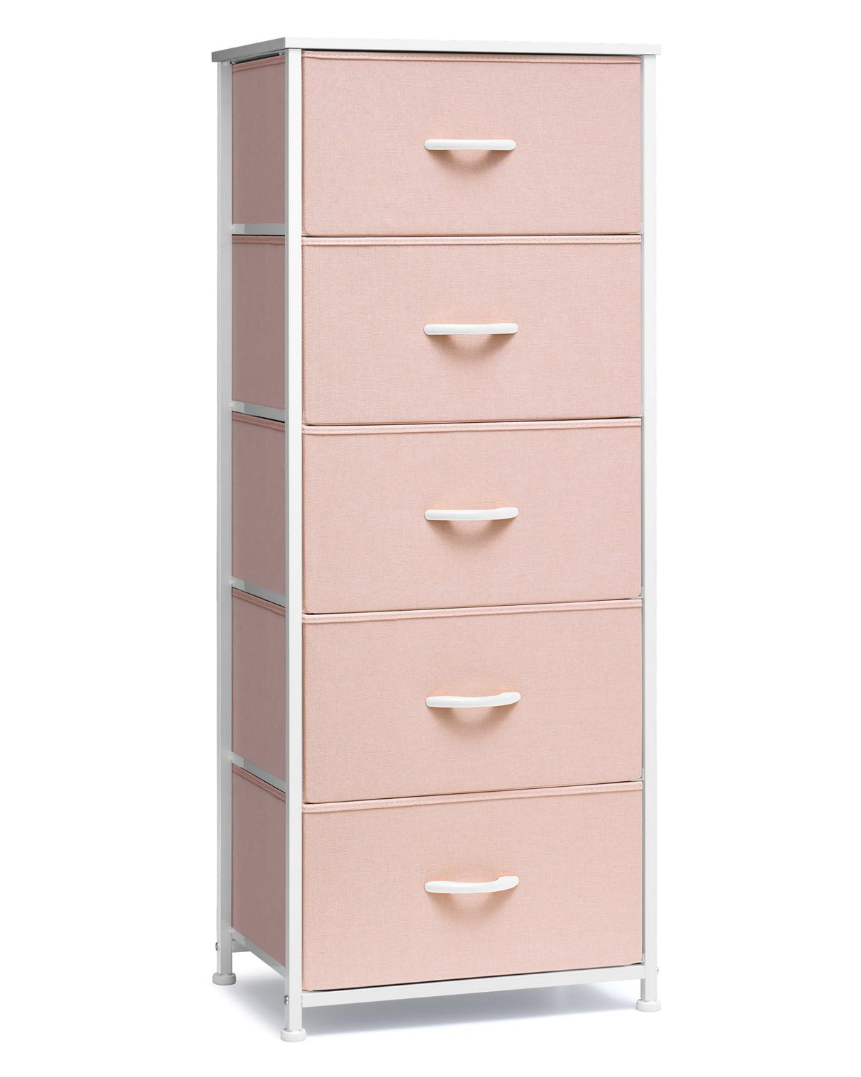 Crestlive Products Tall Dresser for Girls Bedroom, Chest of 5 Drawers, Fabric Storage Tower, Clothing Organizer for Bedroom, Hallway, Entryway, Closets, Nursery(Pink) Crestlive Products