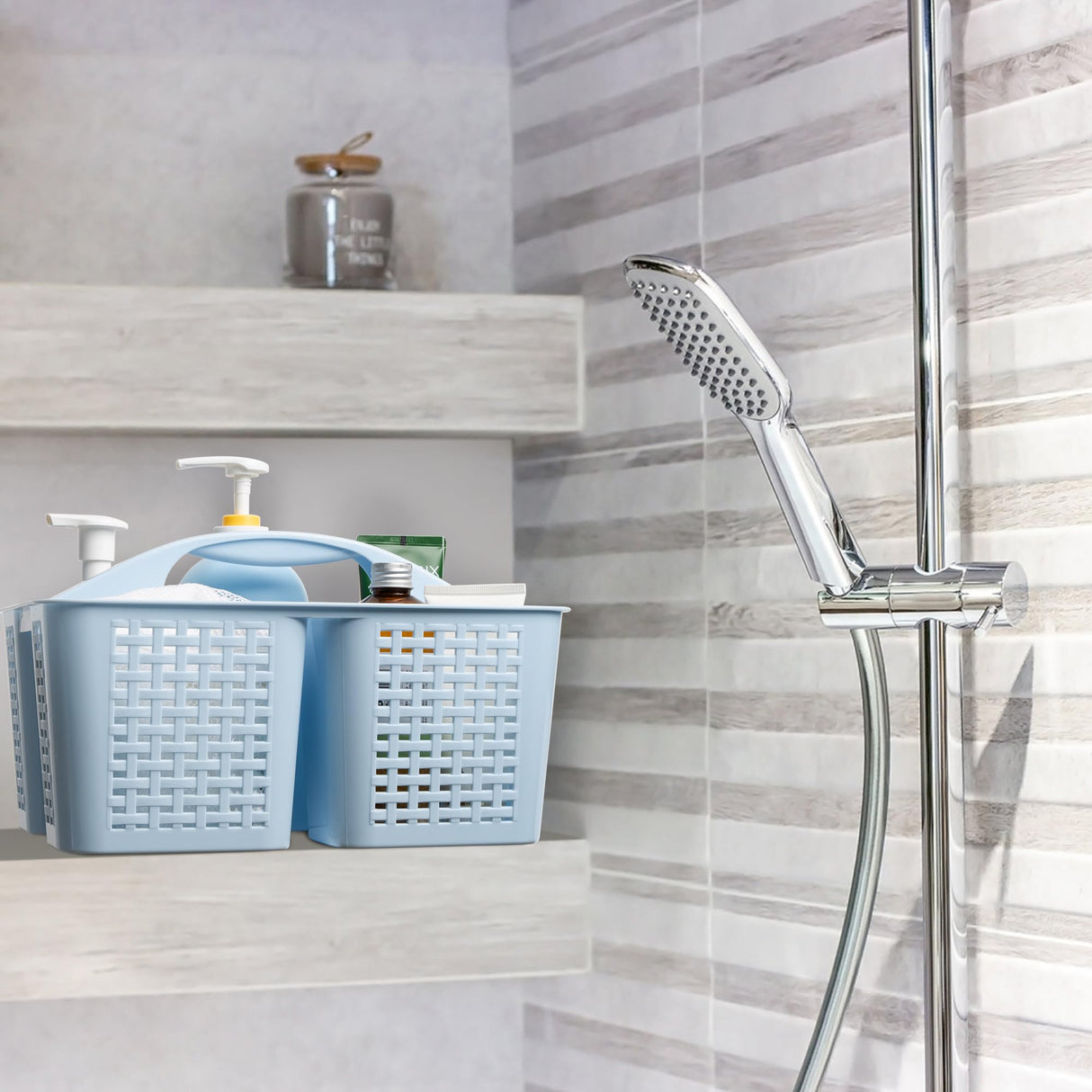 Tiawudi Portable Shower Caddy, Caddy Organizer with Handle, Plastic Shower Basket Hold Soap, Shampoo, Hair Supplies and Beauty Products, Cleaning Supplies Organizer for Home, Dorm, Shelf and Cabinet Tiawudi