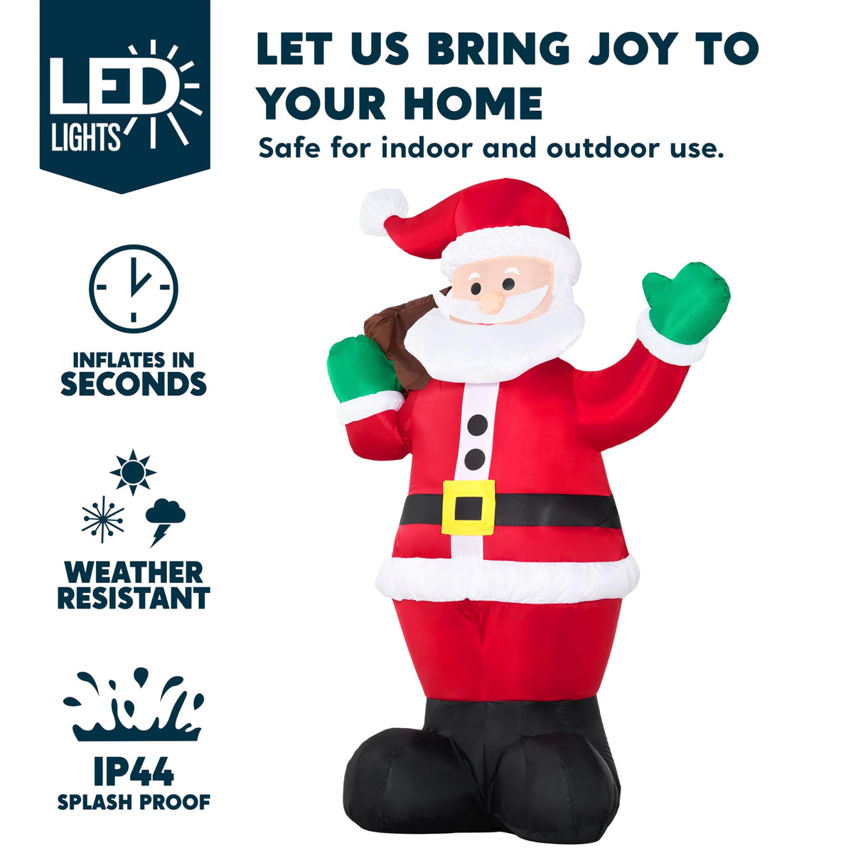 Joiedomi 6 FT Christmas Inflatable Santa with Gift Bag, Blow Up Xmas Inflatable Decorations with Build in LEDs for Christmas Decor, Yard Outdoor Garden Lawn Winter Decorations Joiedomi