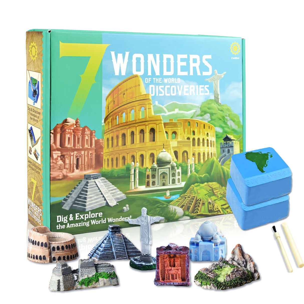 WhiriWhiri 7 New Wonders of The World Excavation Dig Kit, Dig up 7 Ancient Earth’s Landmarks Discover, Architecture Collection STEM Science Educational Toys Kids Gift Birthday Party Present Age 6-12 whiriwhiri