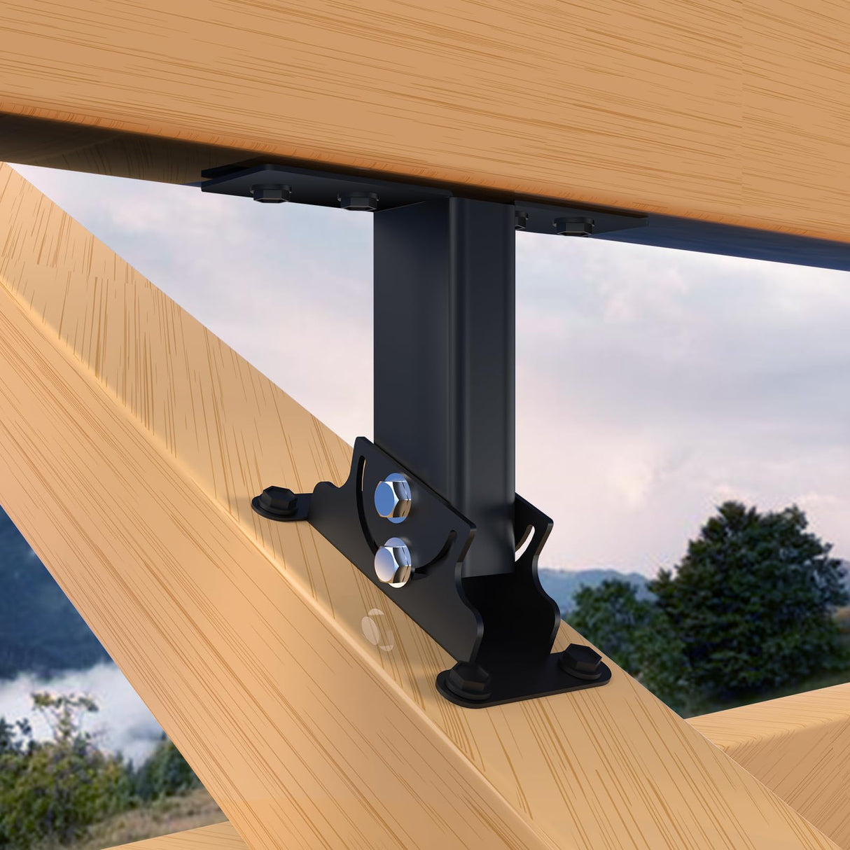 3Pack Heavy Duty Adjustable Pergola Roof Riser Beam Brackets Hardware Kit for Patio Cover, Fit Wood Beam GOOCORREC