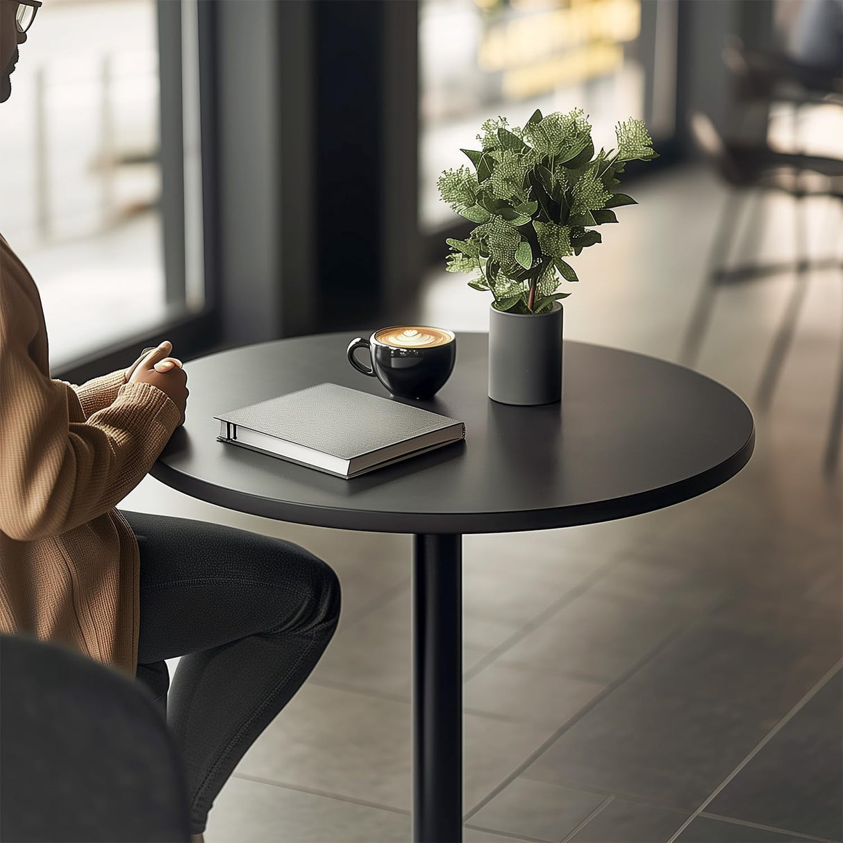 Pazidom Round Bar Table 40" Height Modern High Top Pub Table with Solid Top & Sturdy Metal Base, Cocktail Table for Bistro, Home, Kitchen or Dining Room, Black Pazidom