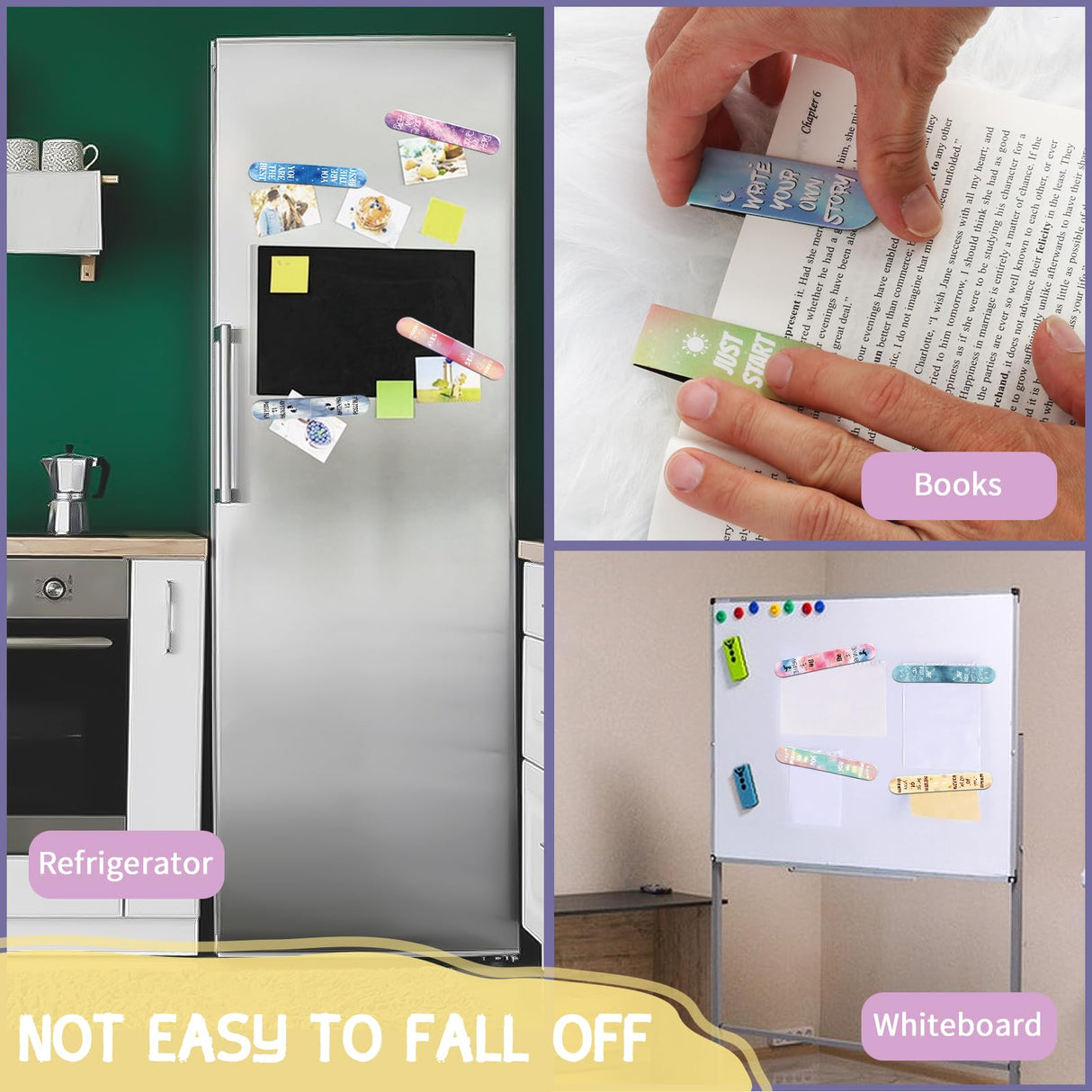 Magnetic Bookmarks, Kaluofan Larger Size 15PCS Inspirational Bookmarks, Bookmarks for Women, Bookmarks for Kids, Double Sided Magnet Book Markers Page Clip for Students Teachers Reading Supplies Kaluofan