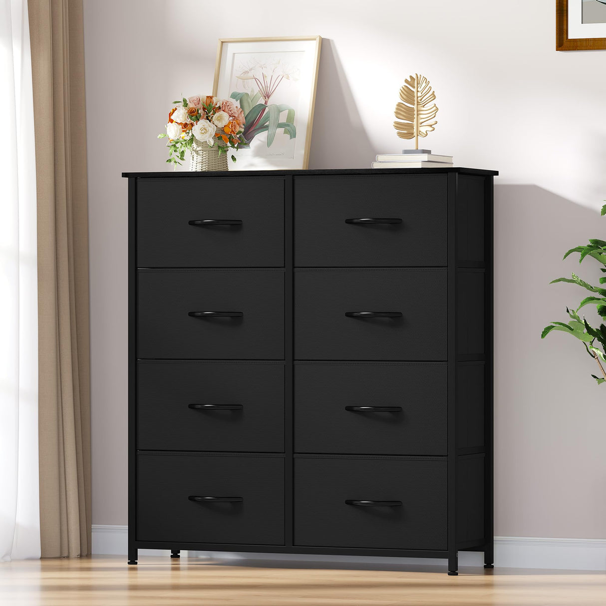 YITAHOME Fabric Dresser with 8 Drawers, Tall Dresser with Fabric Bins, Storage Tower Unit, Chest of Drawers for Living Room, Hallway YITAHOME
