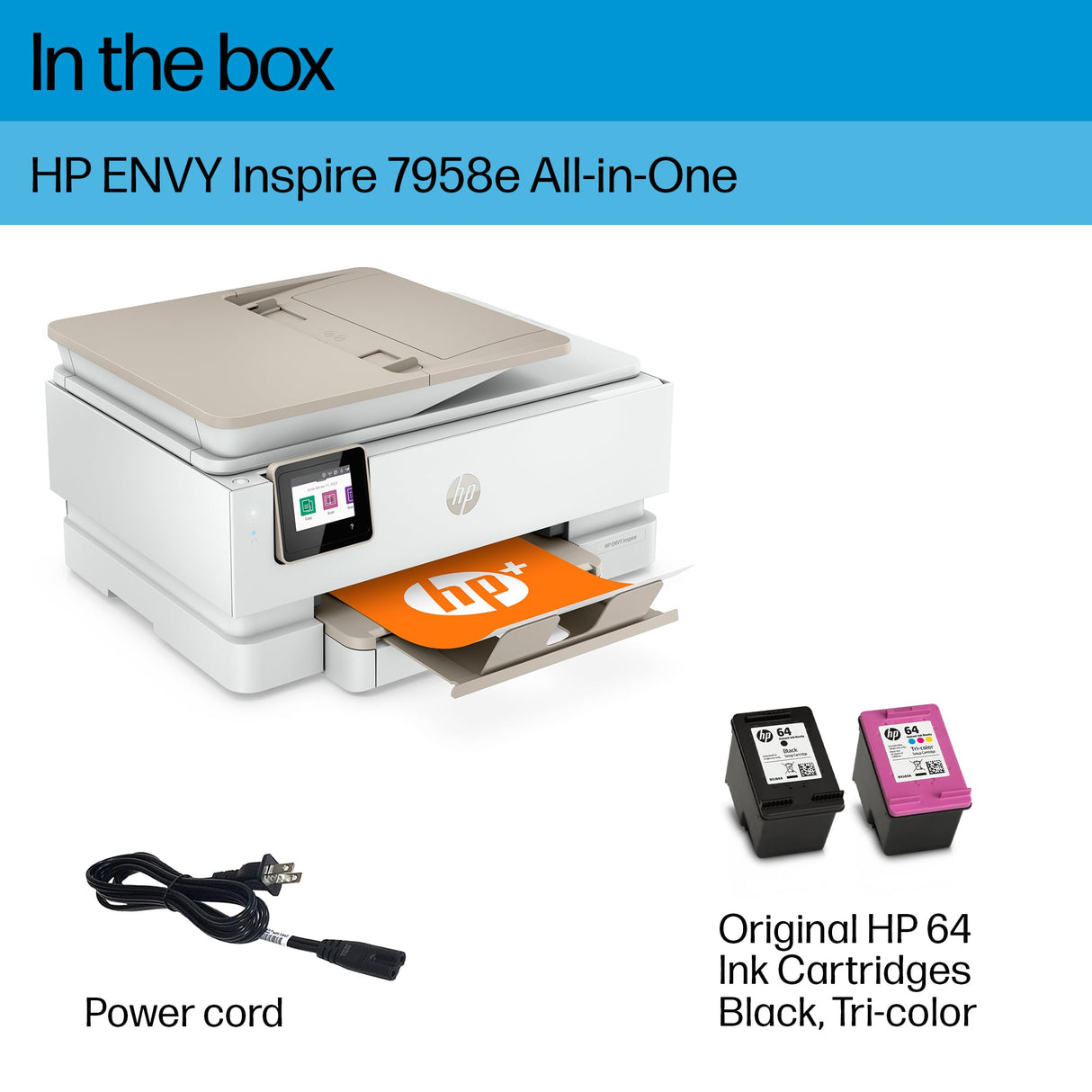 HP ENVY Inspire 7958e Wireless All-in-One Color Inkjet Printer, Print, scan, copy, Duplex printing best-for-home, 3 months of ink included (327A7A) HP