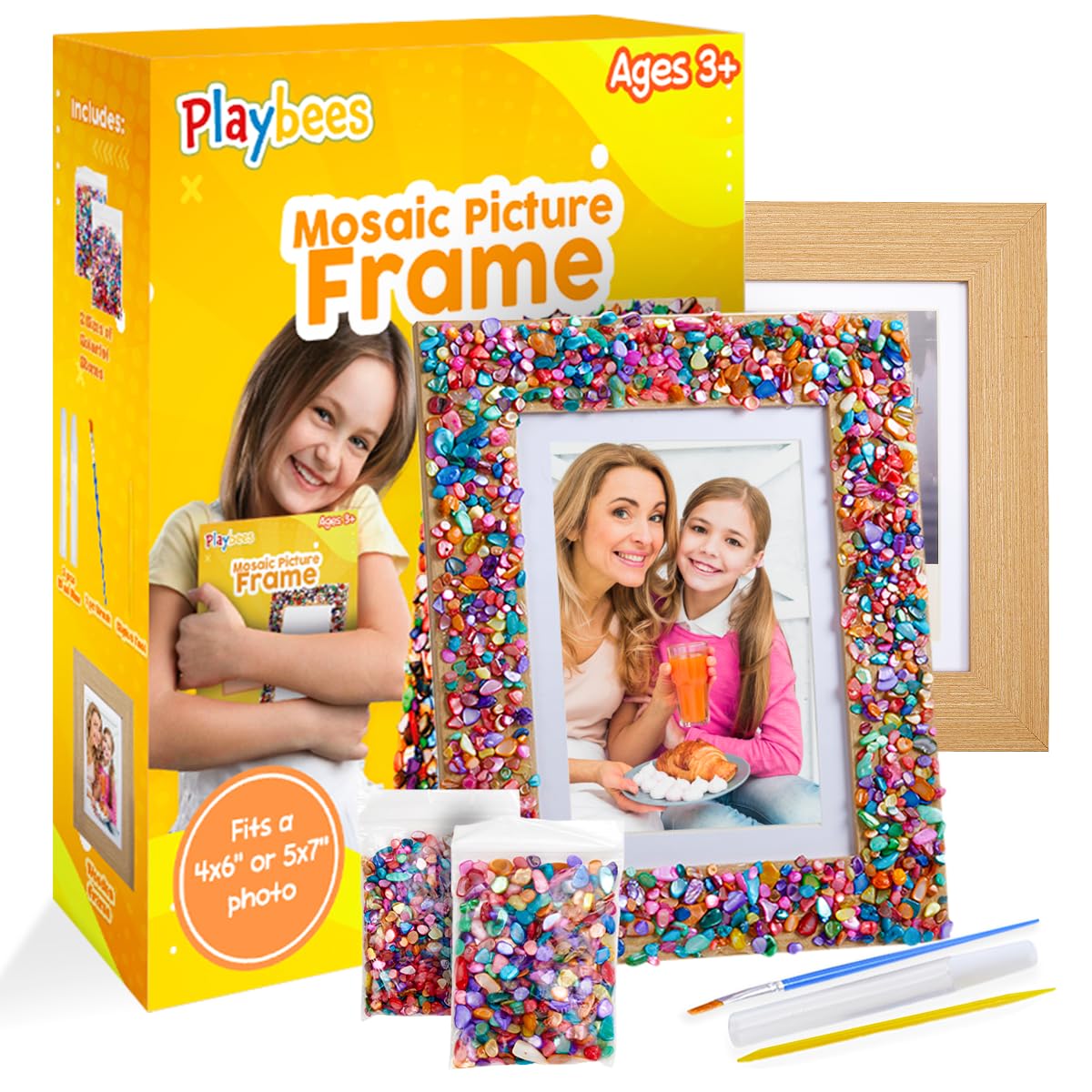 Playbees Kids Picture Frame Mosaic Craft Kit Craft DIY Arts & Crafts for Kids Frame Kit Great Birthday Gifts for 3 4 5 6 7 8 9 10 11 12 Year Old Holiday Christmas Gift for Girls Playbees