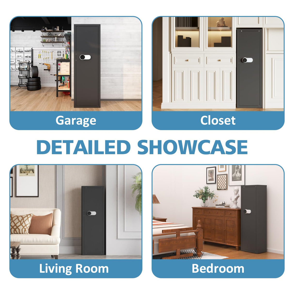 Dawmilon 10-14 Gun Safe, Quick Access Rifle & Shotgun Cabinet with Digital Keypad, 3 Adjustable Gun Racks, Handgun Pockets, Secure Storage for Home Defense Dawmilon