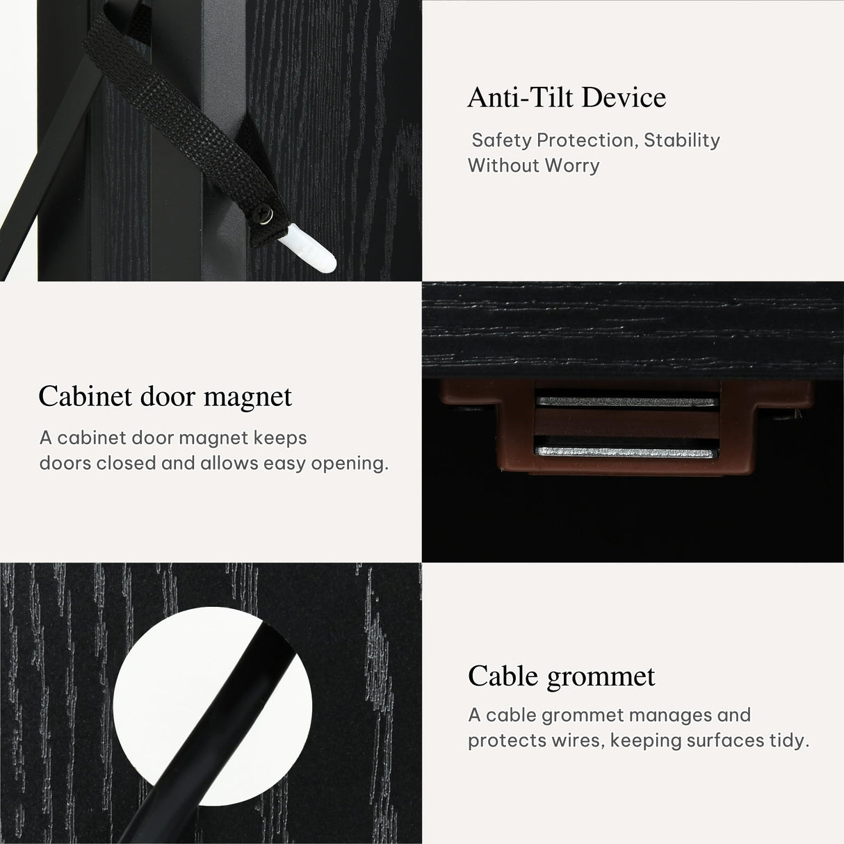 YITAHOME 33.5'' Tall TV Stands for Living Room, TV Entertainment Center with LED Light, TV Stand for TVs up to 70 Inch, Tall TV Console Cabinet with Power Outlets, Black YITAHOME