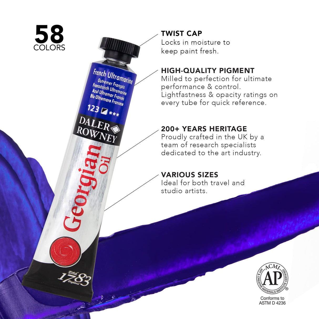 Daler Rowney Georgian 6-Tube Starter Artist Oil Paint Set - Painting Set for Canvas Paper and More - Oil Painting Supplies for Artists and Students - Artist Oil Paints for All Skill Sets Daler Rowney