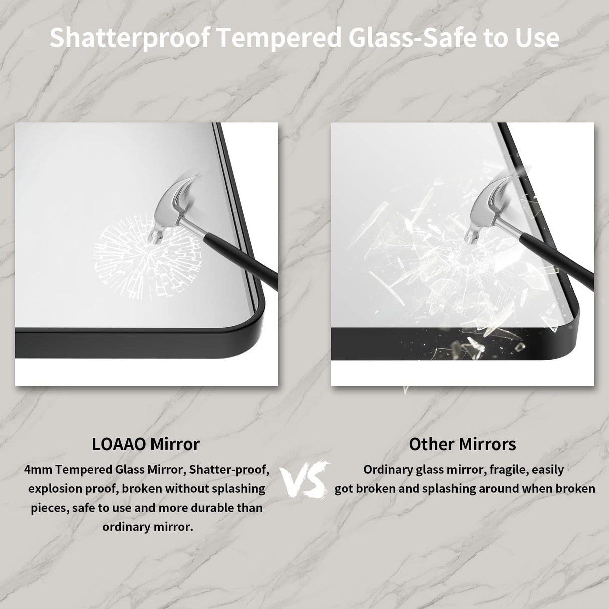 LOAAO Black Metal Framed Bathroom Mirror for Wall, 22X30 Inch Rounded Rectangle Mirror, Matte Black Bathroom Vanity Mirror Farmhouse, Anti-Rust, Tempered Glass, Hangs Horizontally or Vertically LOAAO