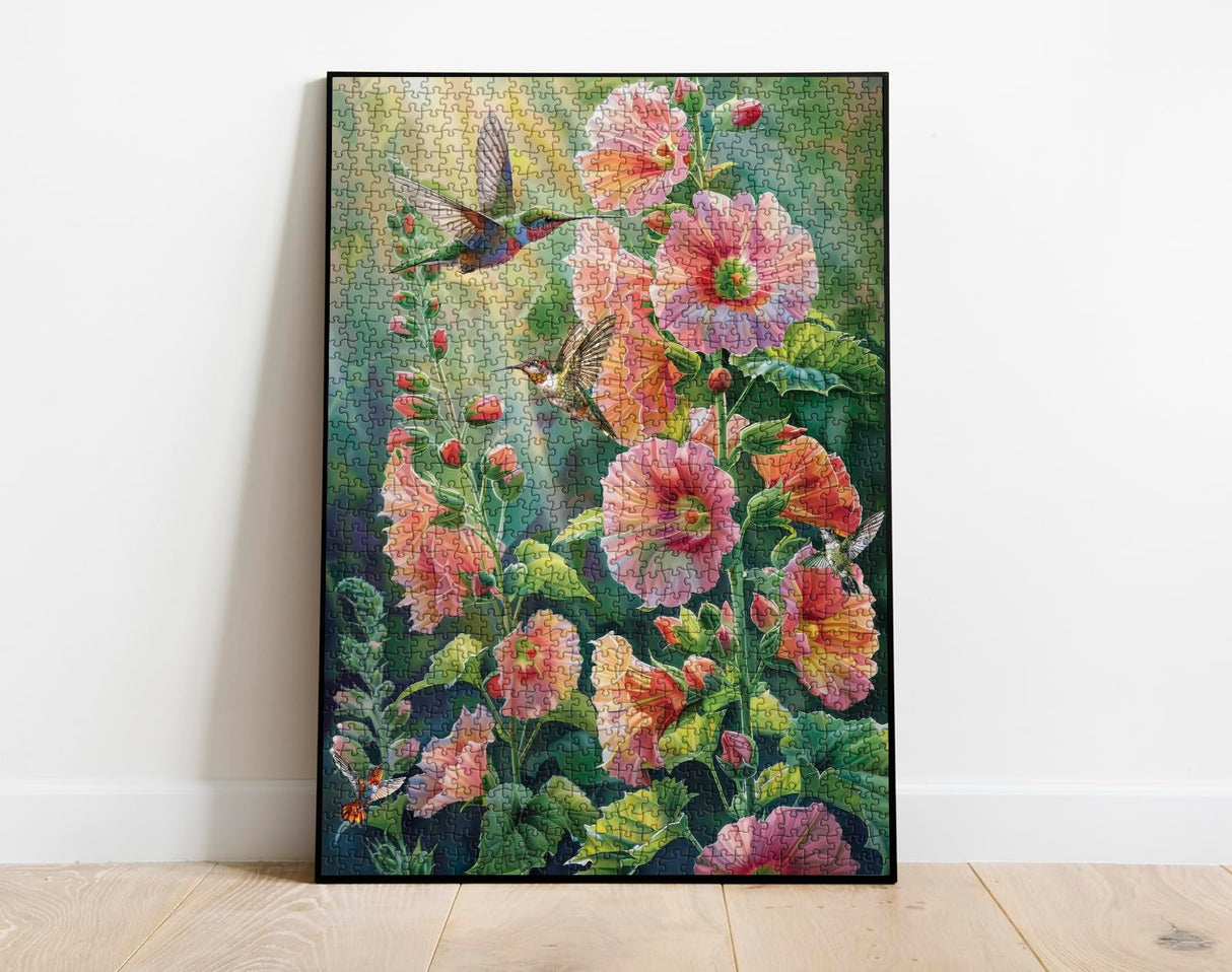 Flower Hummingbird Puzzle for Adults 1000 Pieces Nature, Pretty Bird Jigsaw Puzzle, Beautiful Floral Garden Puzzle BBOLDIN