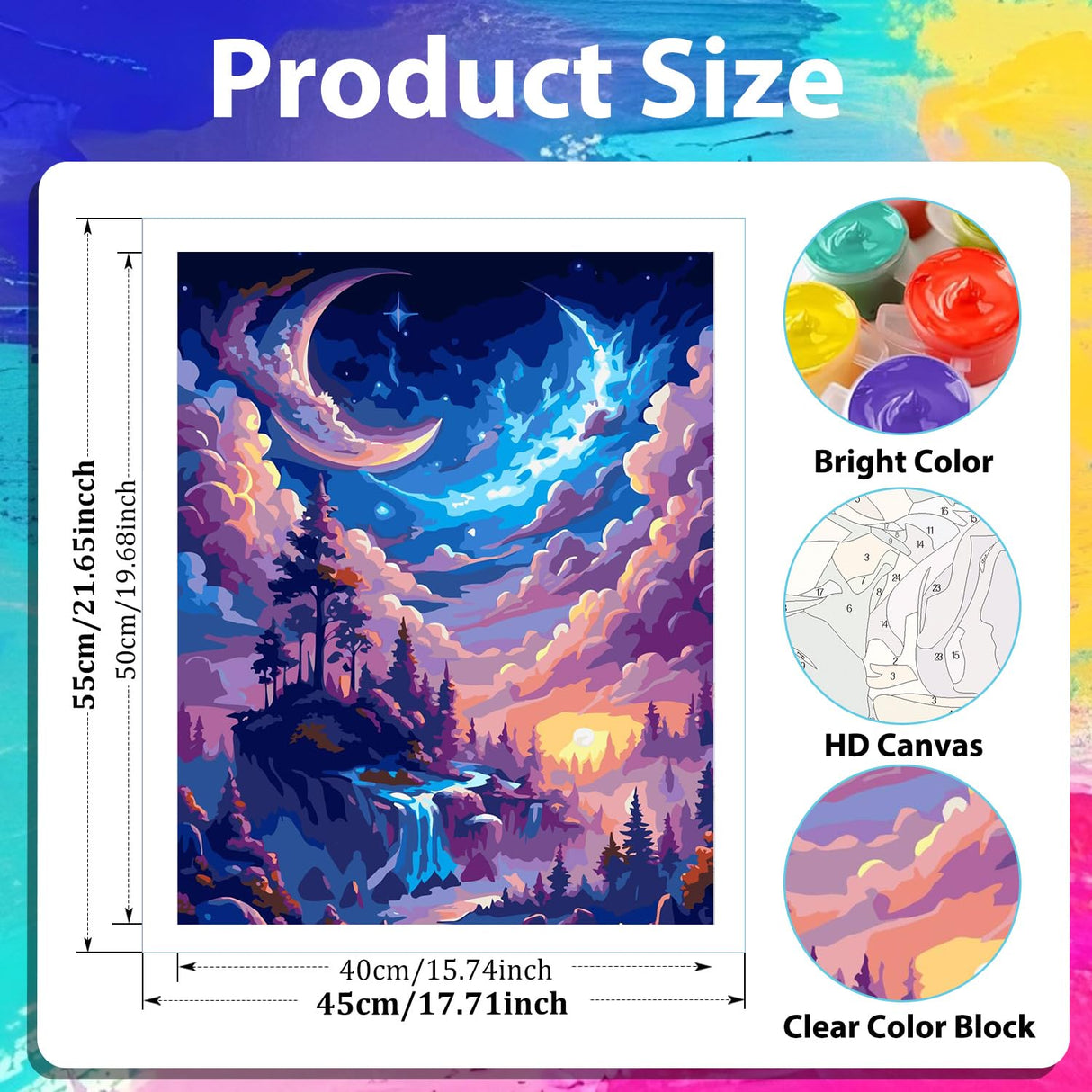 xcemhil Paint by Number Kit for Adults, Paint by Numbers Landscape, Starry Waterfall Paint by Numbers Kit for Adults Beginner for Gift Home Wall Decor 16x20 inch xcemhil