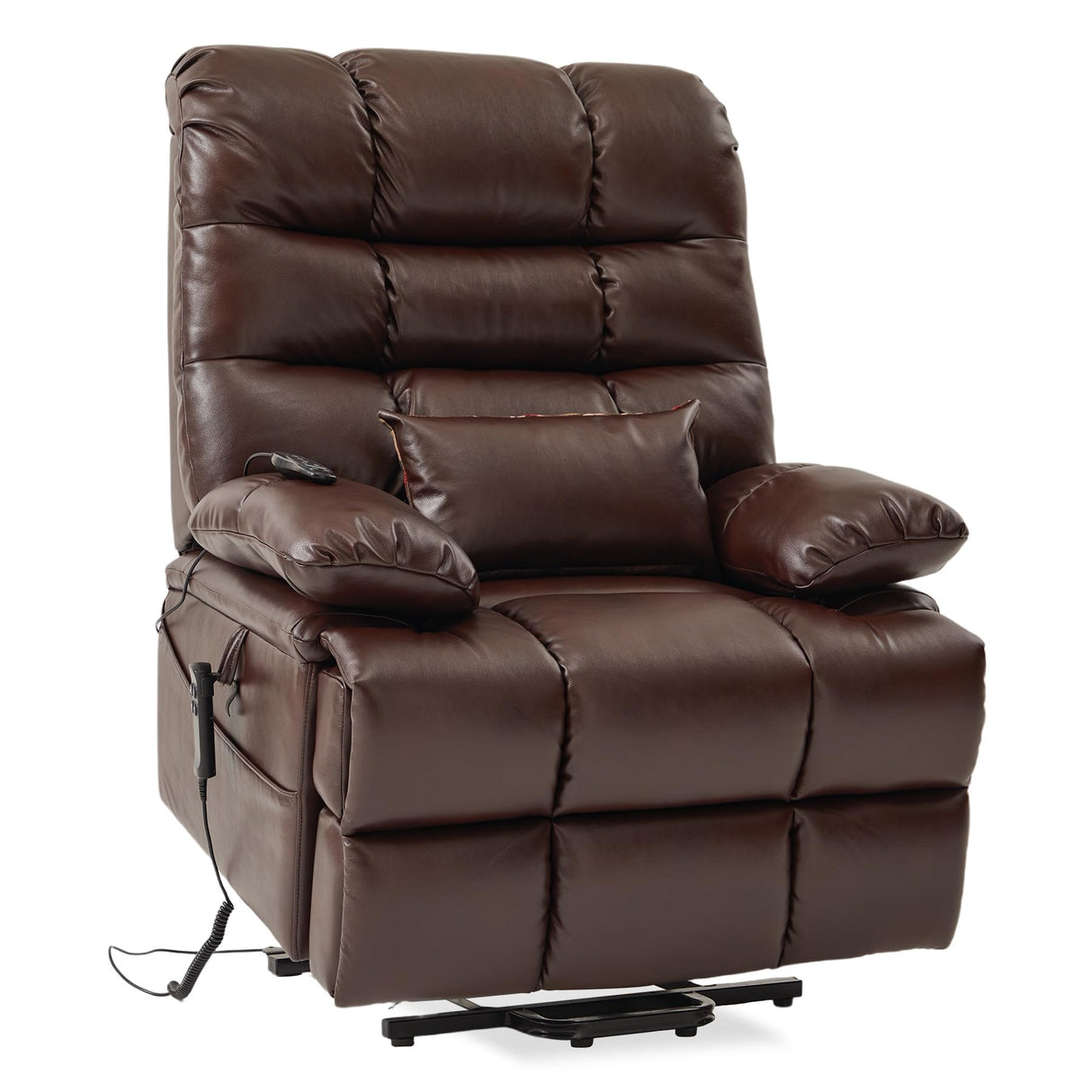 DYNOX 400lbs Lift Chairs for Big & Tall Seniors Power Lay Flat Recliner Extra Large Wide Oversized Lift Sofa with Heat Massage Electric Lift Recliner Chair Bed(9205,Faux Leather, Dark Brown) DYNOX