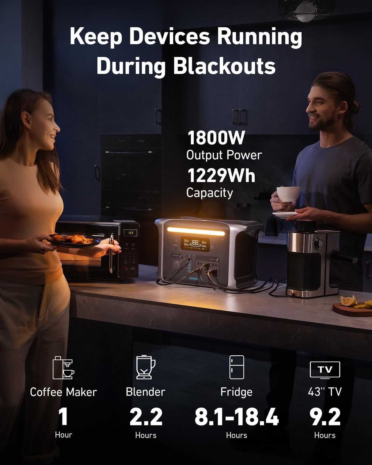 Anker SOLIX F1200 Portable Power Station, PowerHouse 757, 1800W Solar Generator, 1229Wh Battery Generators for Home Use, LiFePO4 Power Station for Outdoor Camping, and RVs (Solar Panel Optional) Anker