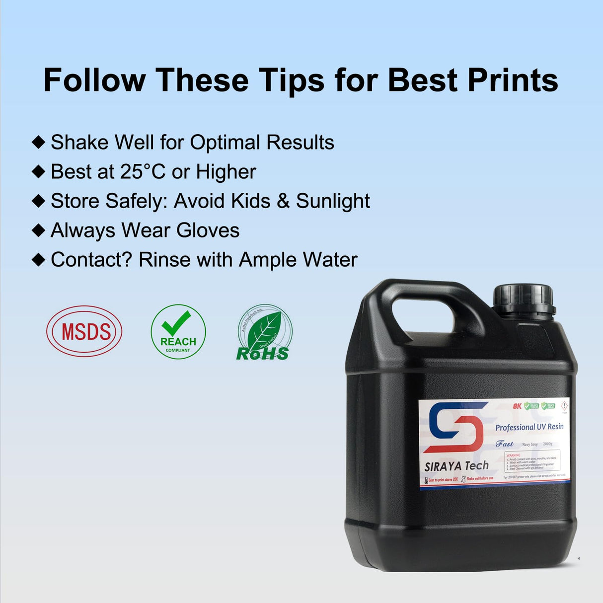 Siraya Tech Fast ABS-Like 3D Printer Resin, High Precision, Non-Brittle - Low Odor 405nm UV-Curing Photopolymer for 8K LCD/DLP Printing (Navy Grey, 2kg) Siraya Tech