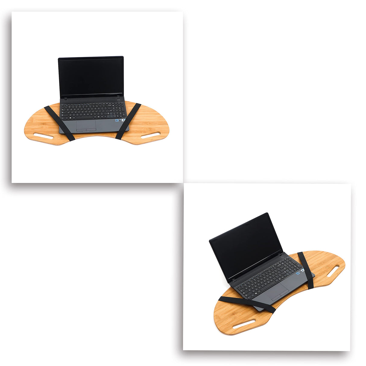 30.5" Wood Curved Lap Desk Table Tray with Handles for Laptop by Trademark Innovations (Pine) Trademark Innovations