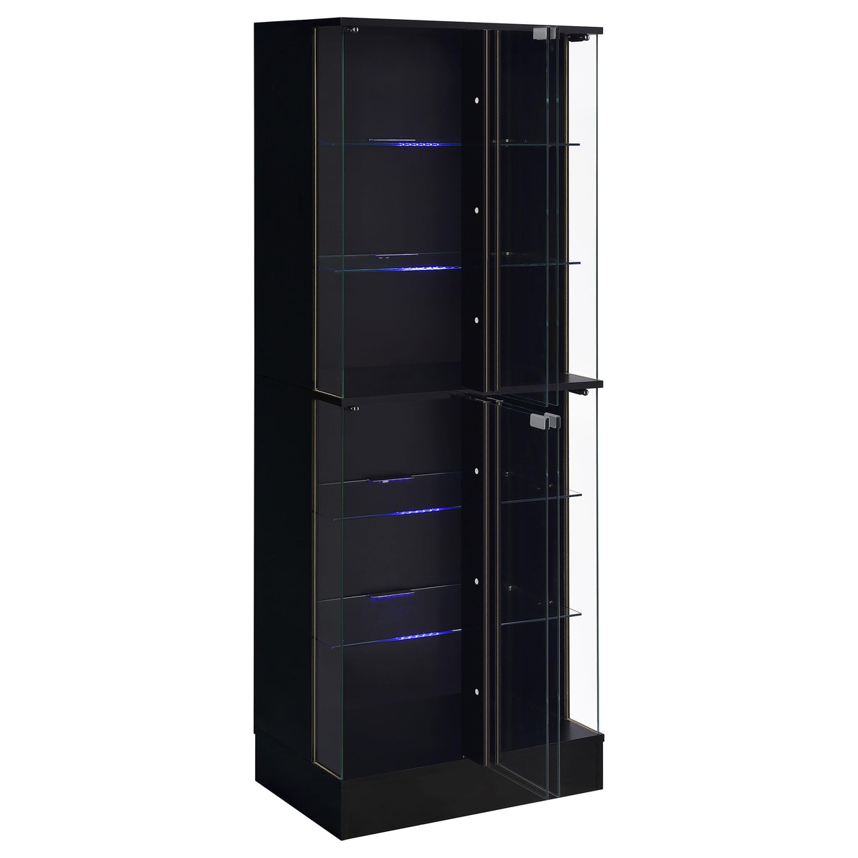 Coaster Home Furnishings Cabra Display Case Curio Cabinet with Glass Shelves and Led Lighting Black High Gloss Coaster Home Furnishings