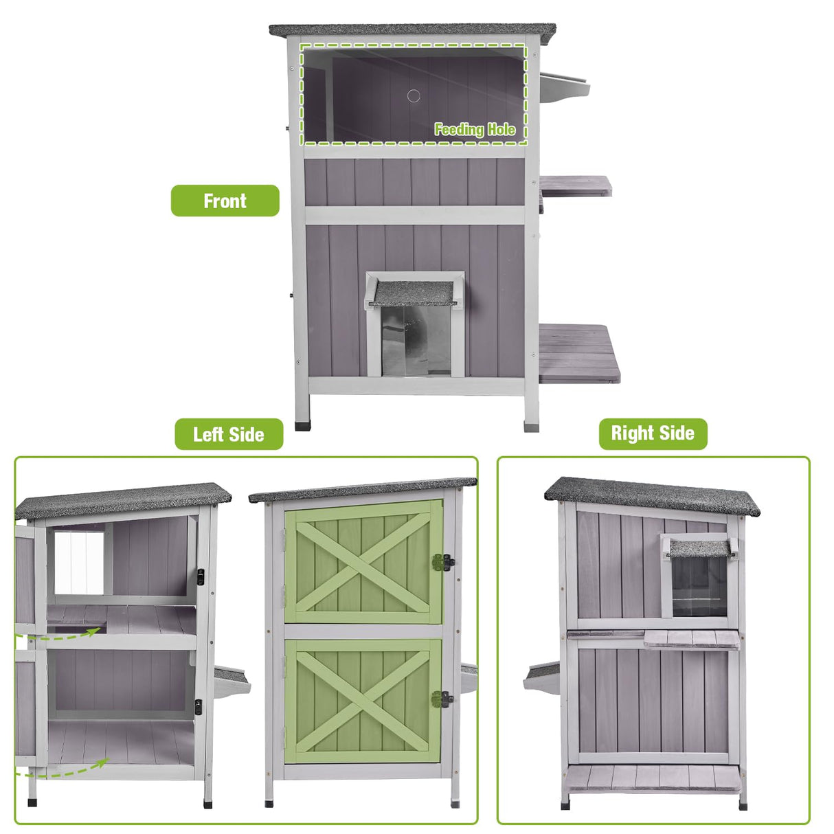 Feral Cat House Outdoor Waterproof Kitty Shelter for Winter,Cat Cage Perfect for Outdoor and Inddor Use,2-Story… GUTINNEEN