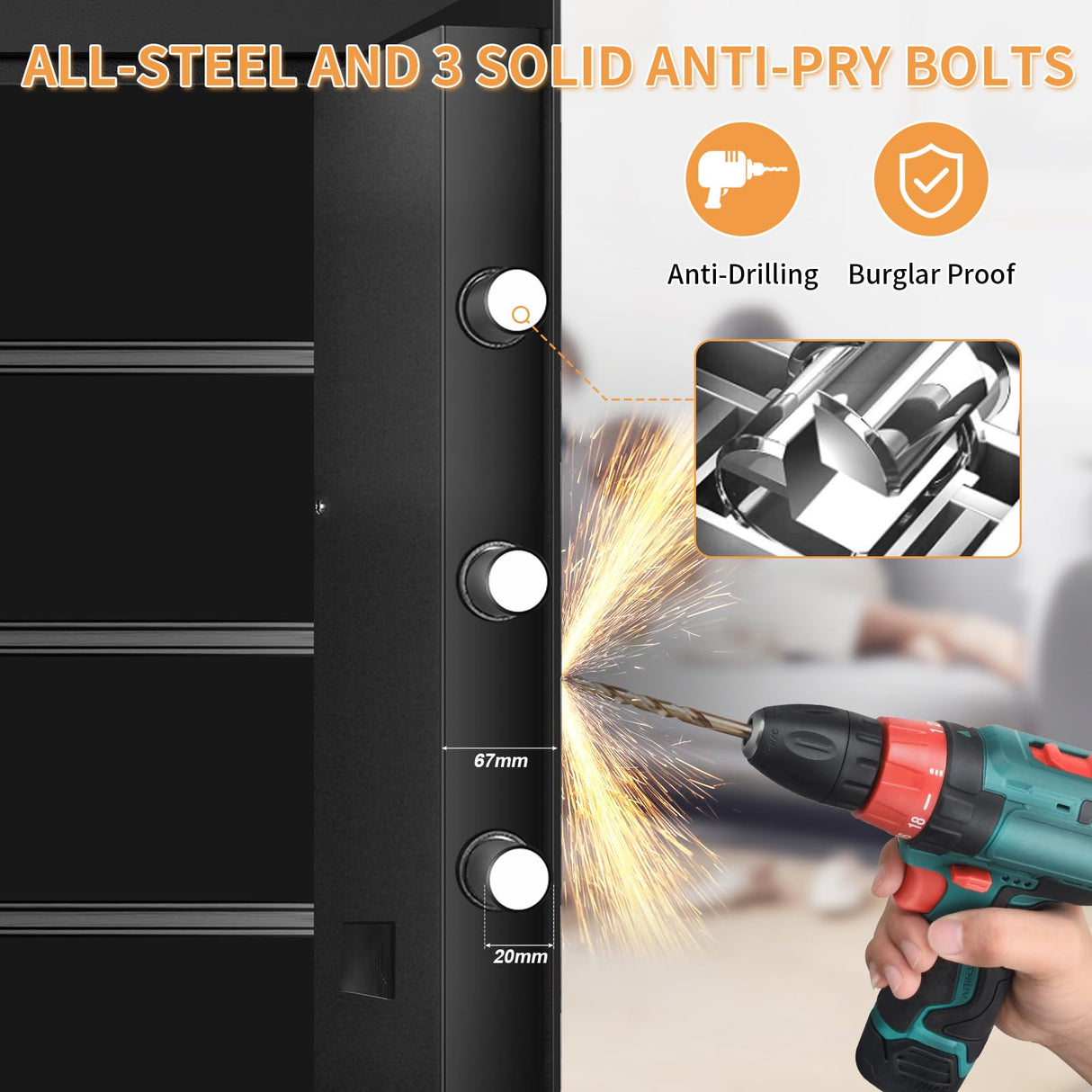 6.0 Cub Large Home Safes Fireproof Wterproof, Anti-theft Fireproof Safe with Programmable Keypad, Spare Keys and Alarm Systerm, Digital Home Security Safe Box for Document Money Medicines Homirxan